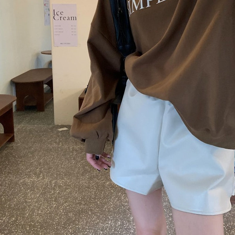 エコレザーショートパンツ♡ハイウエストで脚長効果 S1330