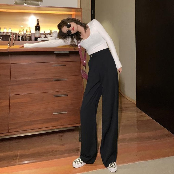 ベーシックストレートパンツ♡脚長効果でおしゃれに S2593