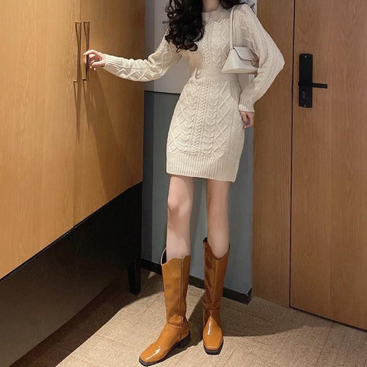 ケーブル編みニットミニワンピースでスタイルアップ♡ S1091