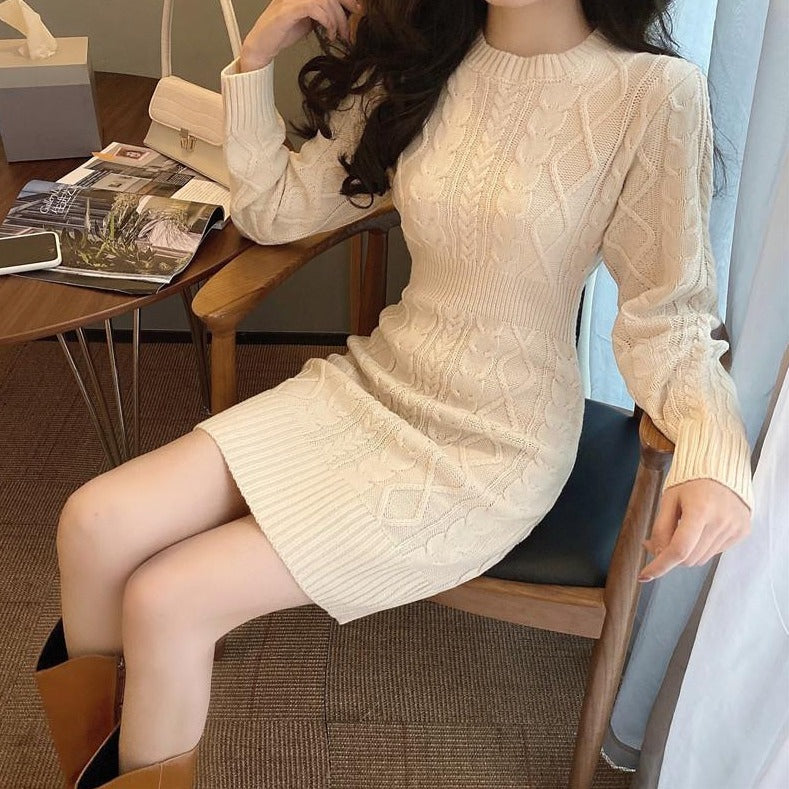 ケーブル編みニットミニワンピースでスタイルアップ♡ S1091