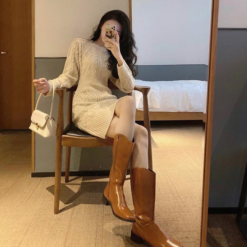 ケーブル編みニットミニワンピースでスタイルアップ♡ S1091