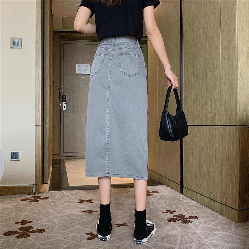 ハイスリットカラーデニムスカート♡おしゃれなデニムスカート S2847