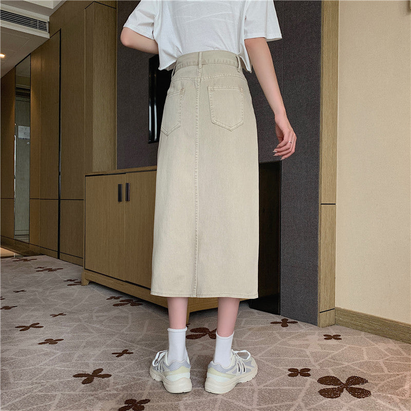 ハイスリットカラーデニムスカート♡おしゃれなデニムスカート S2847