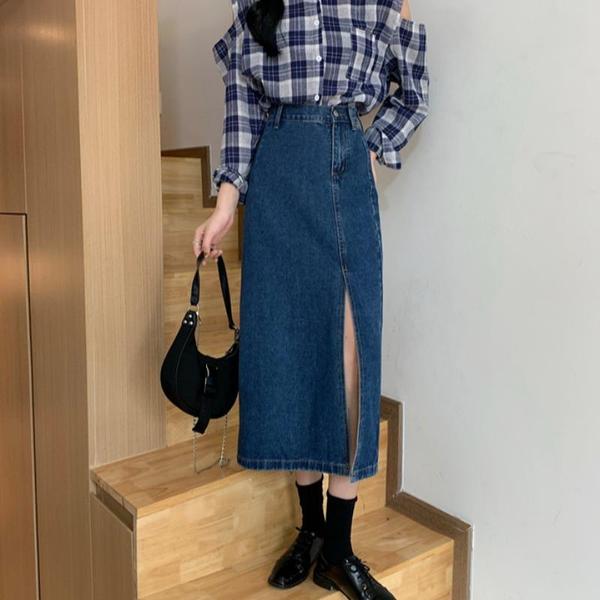 デニムスカート スリットデザインで大人可愛い S2844