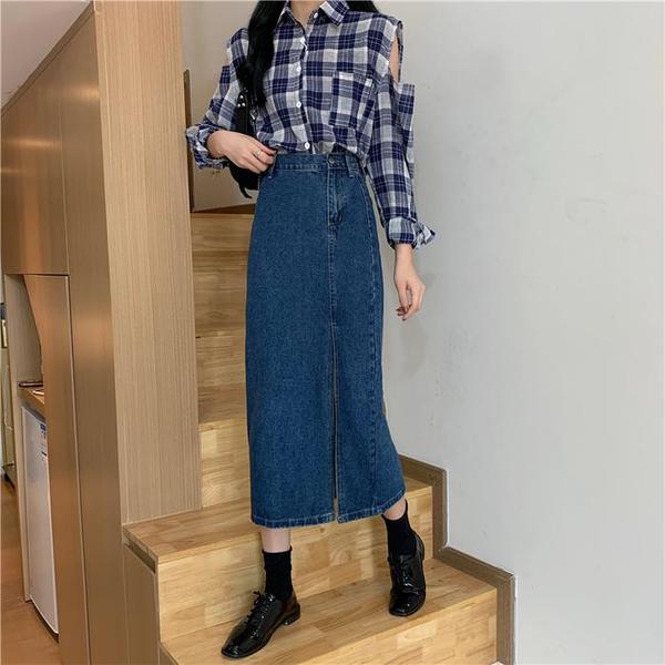 デニムスカート スリットデザインで大人可愛い S2844