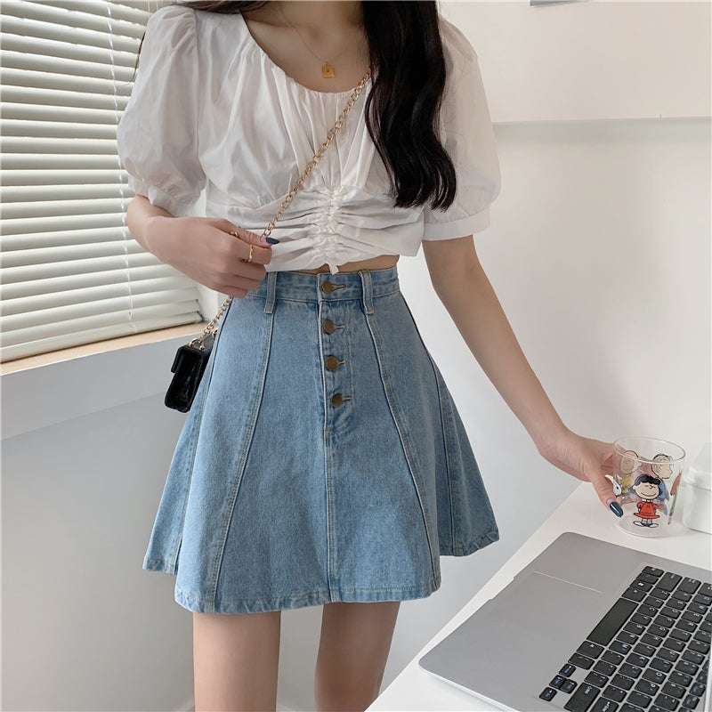 デニムAラインスカート かわいいデニムスカート S2791