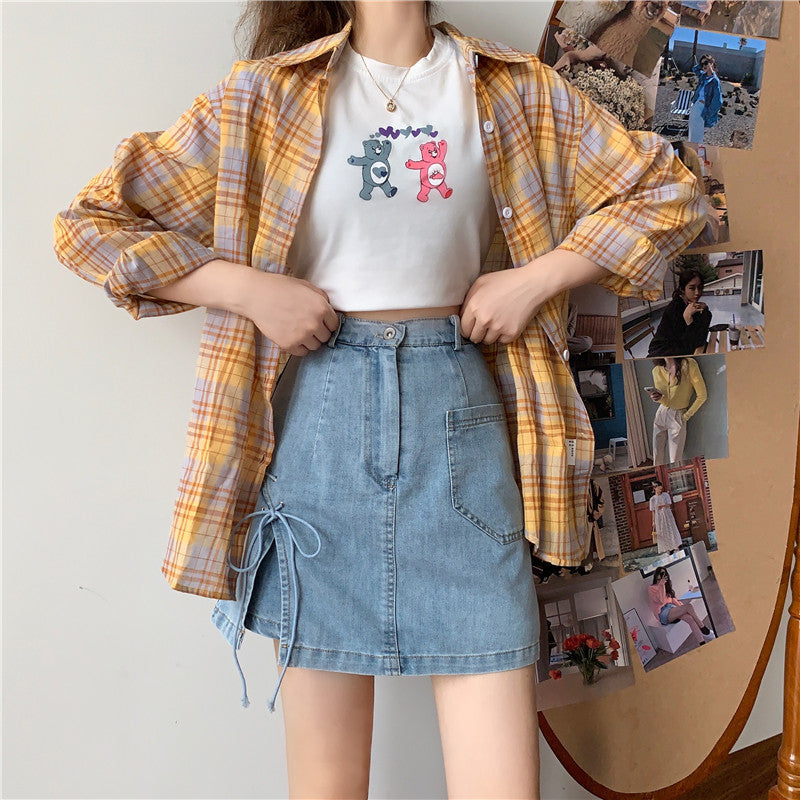 レースアップハイスリットデニムスカート♡ S2789