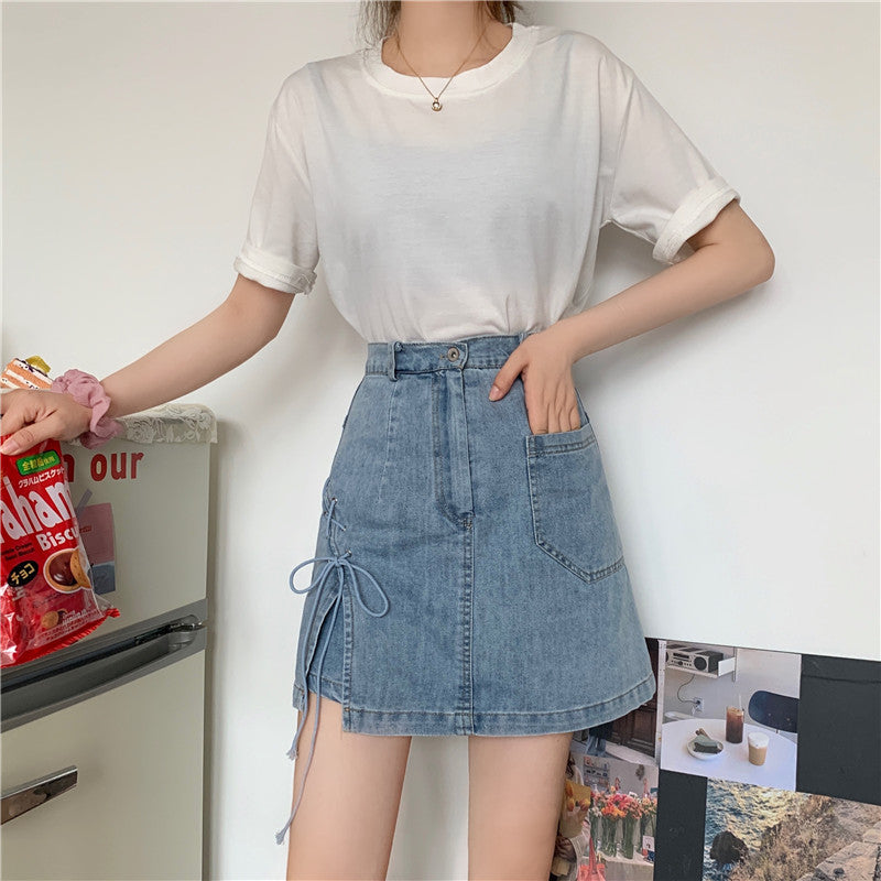 レースアップハイスリットデニムスカート♡ S2789