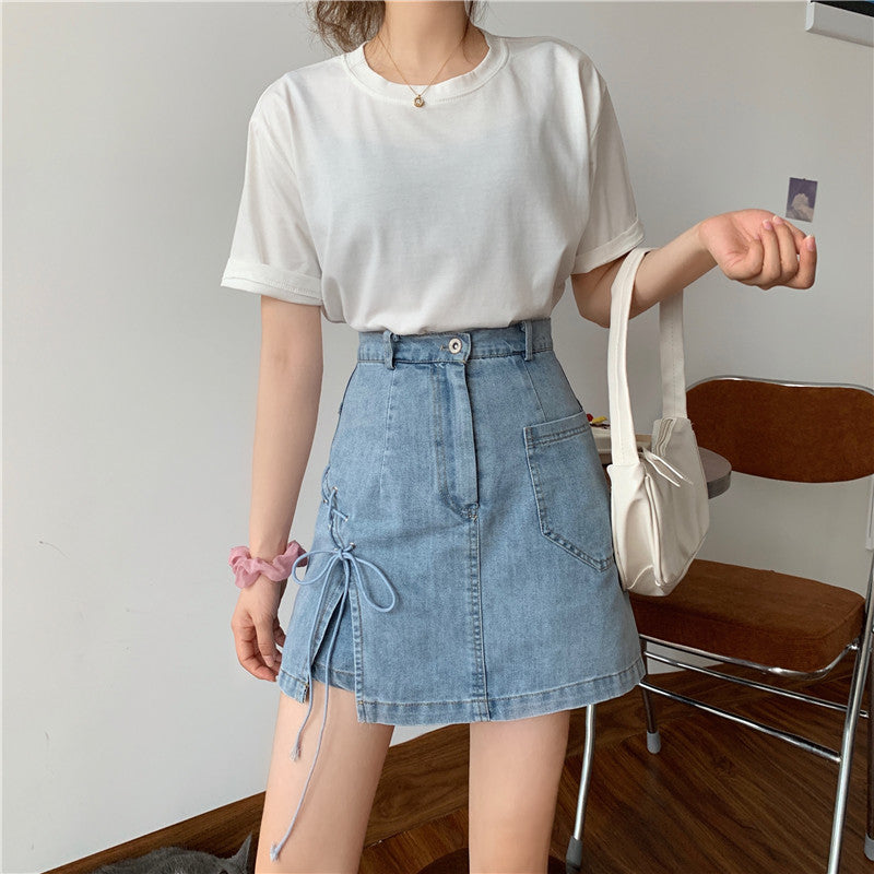 レースアップハイスリットデニムスカート♡ S2789