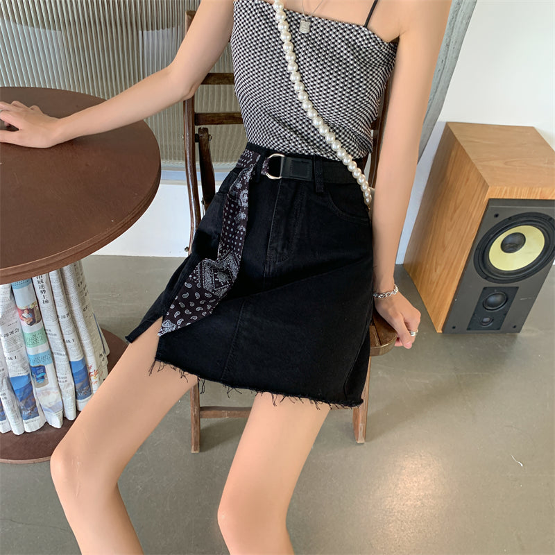 カットオフAラインスカート ほつれデザインで脚長効果 S2705