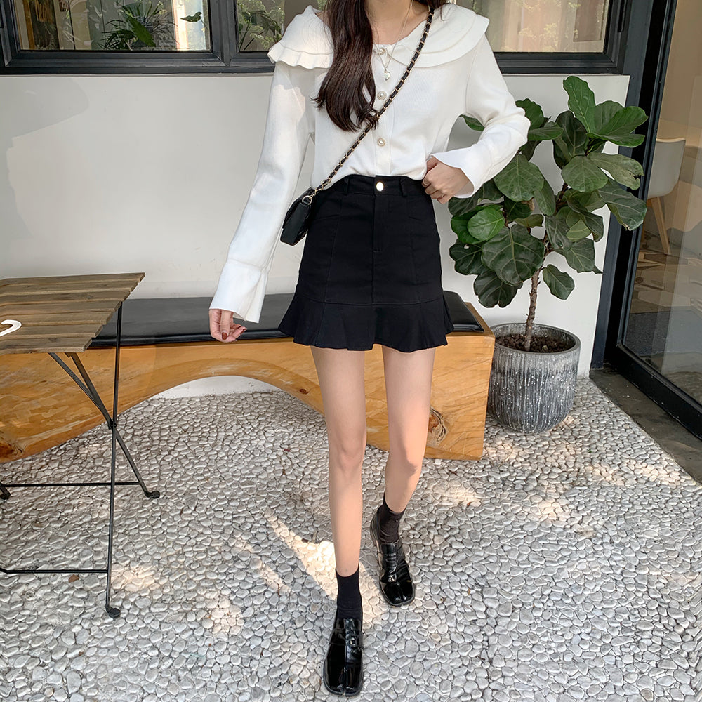 マーメイドミニスカート♡ぺプラム切り替えで華奢見せ S1970