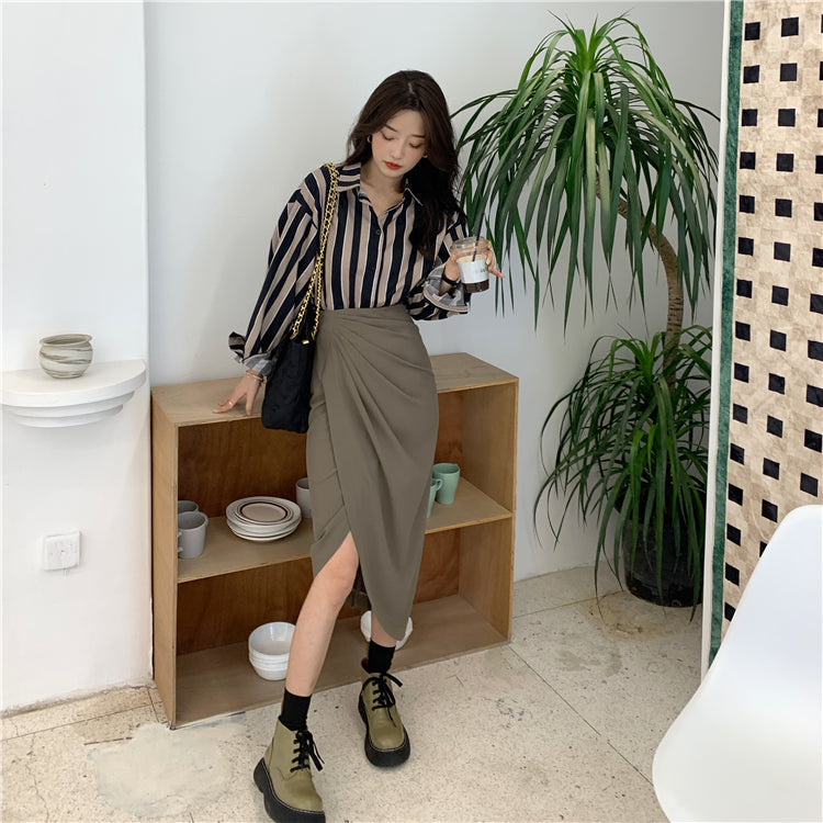 イレヘムロングスカート 大胆スリットで小柄さんもすっきり S2655