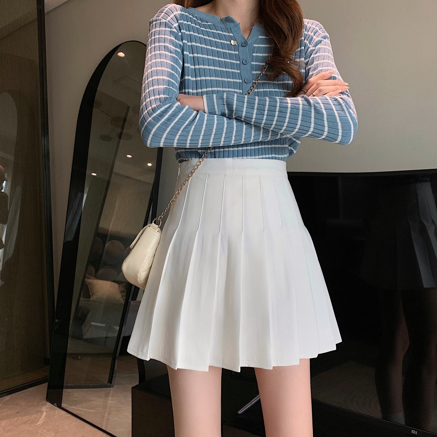 ウール風ベーシックプリーツミニスカート♡ S1952