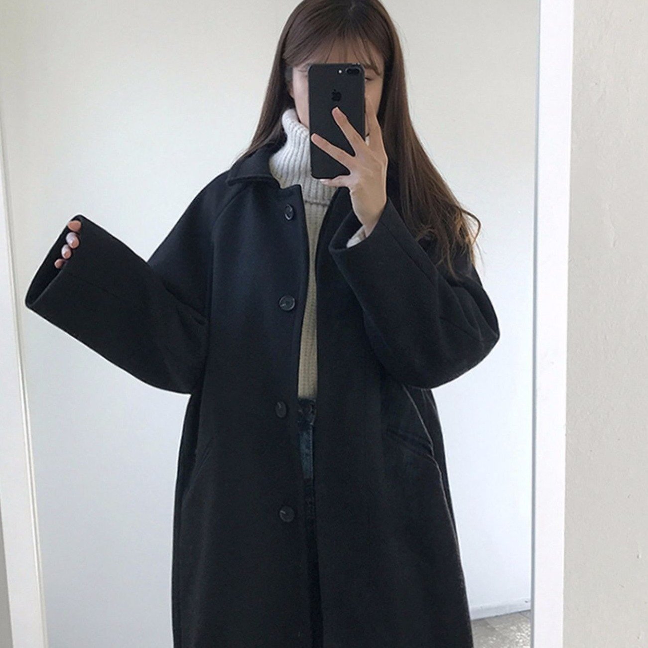 ステンカラーコート ロング丈で大人可愛い S1093