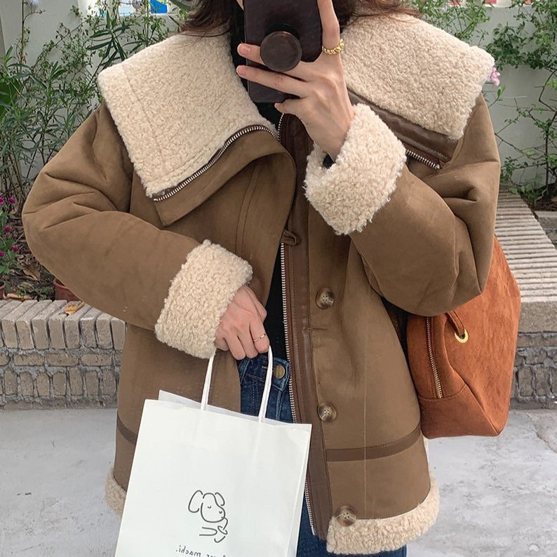 ビッグシルエット ボアジャケット カラフルで大人可愛い♡ S1089