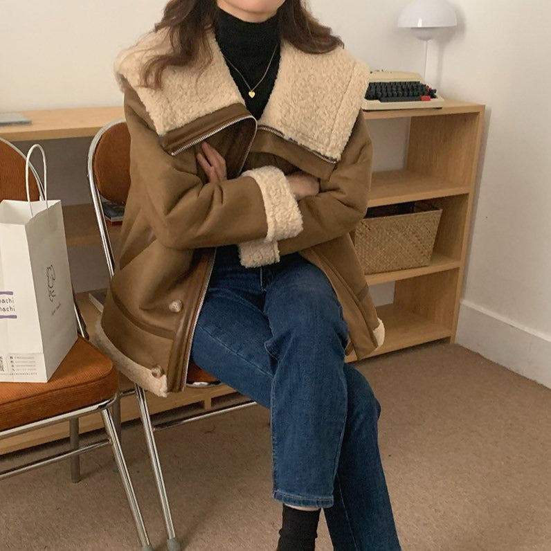 ビッグシルエット ボアジャケット カラフルで大人可愛い♡ S1089