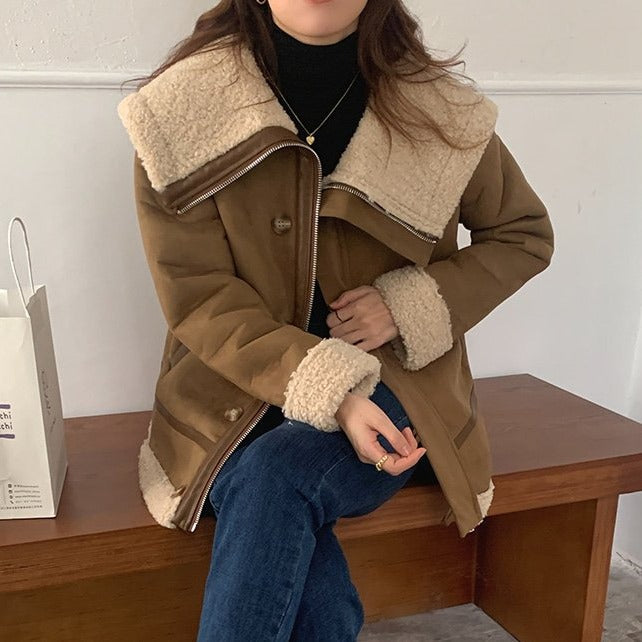 ビッグシルエット ボアジャケット カラフルで大人可愛い♡ S1089