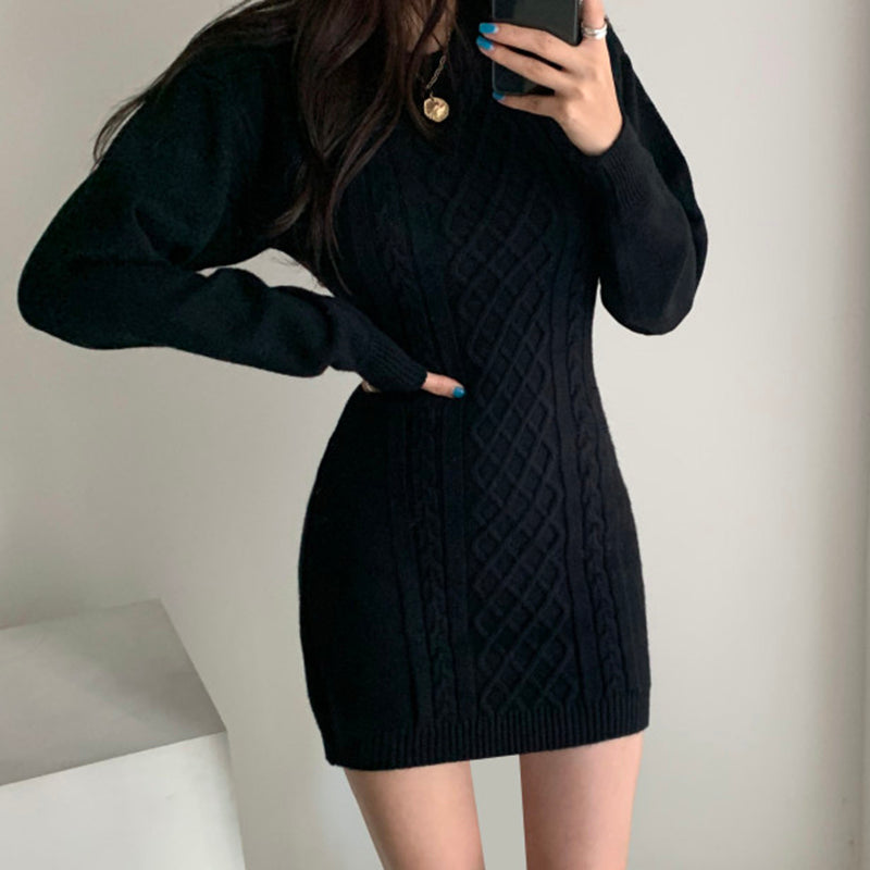 バックオープン セクシー ニットワンピース S1080