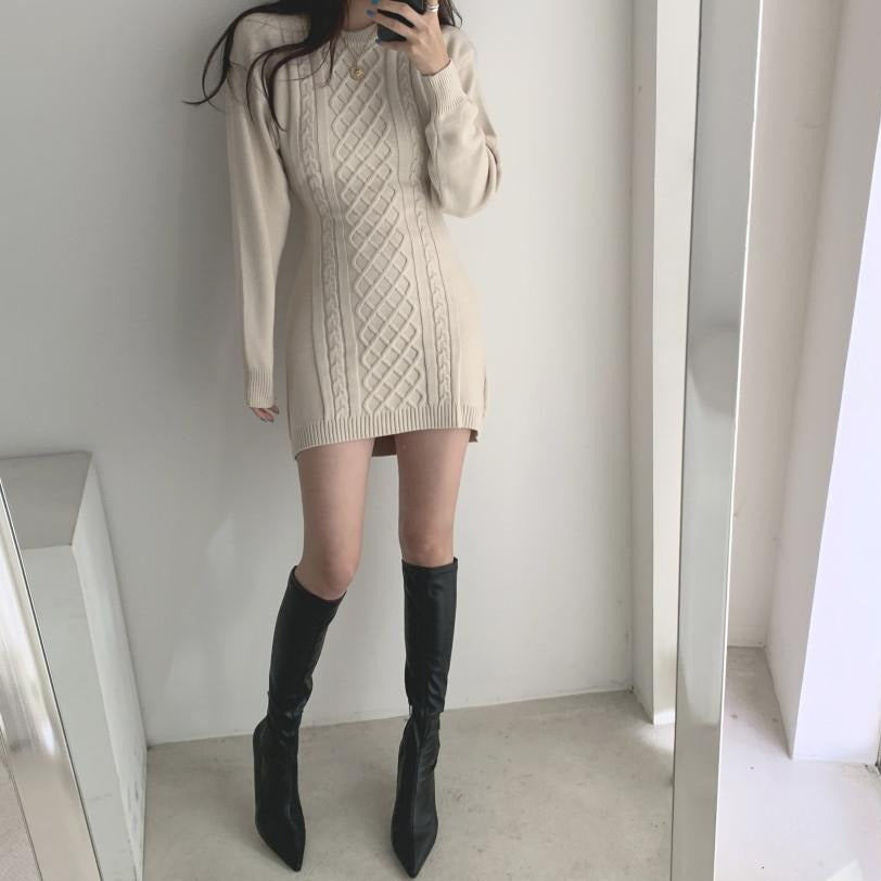 バックオープン セクシー ニットワンピース S1080