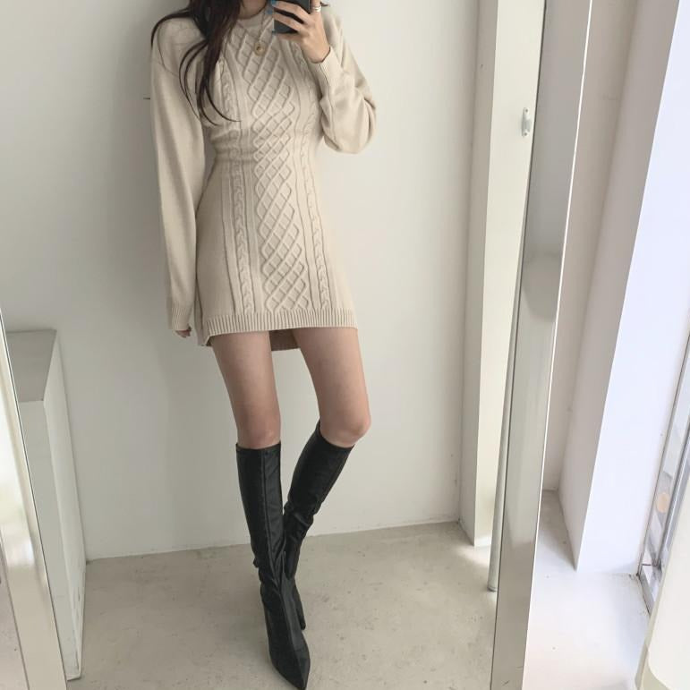 バックオープン セクシー ニットワンピース S1080