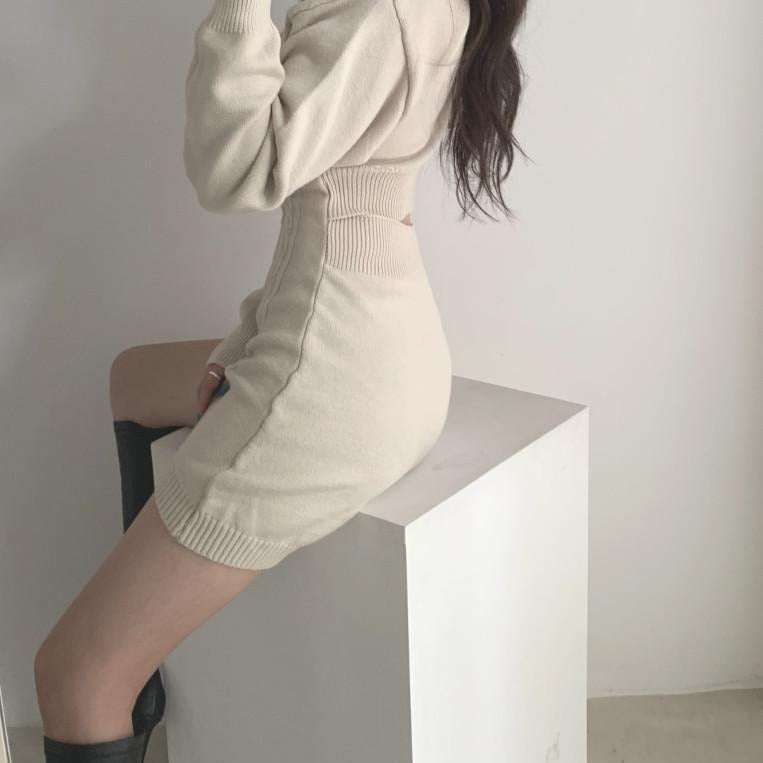 バックオープン セクシー ニットワンピース S1080