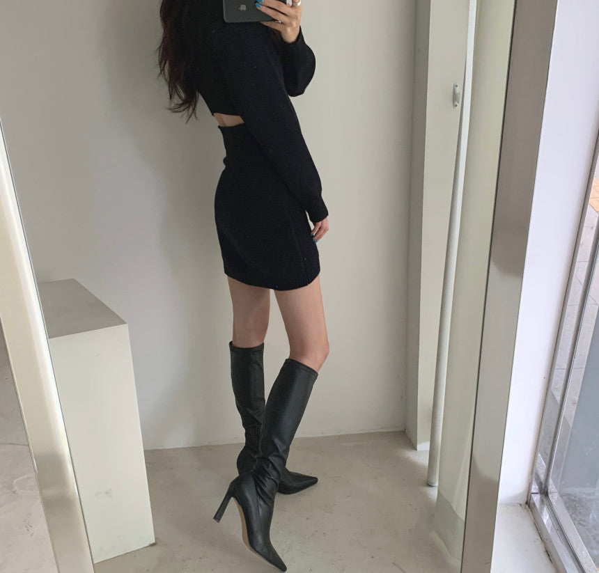 バックオープン セクシー ニットワンピース S1080