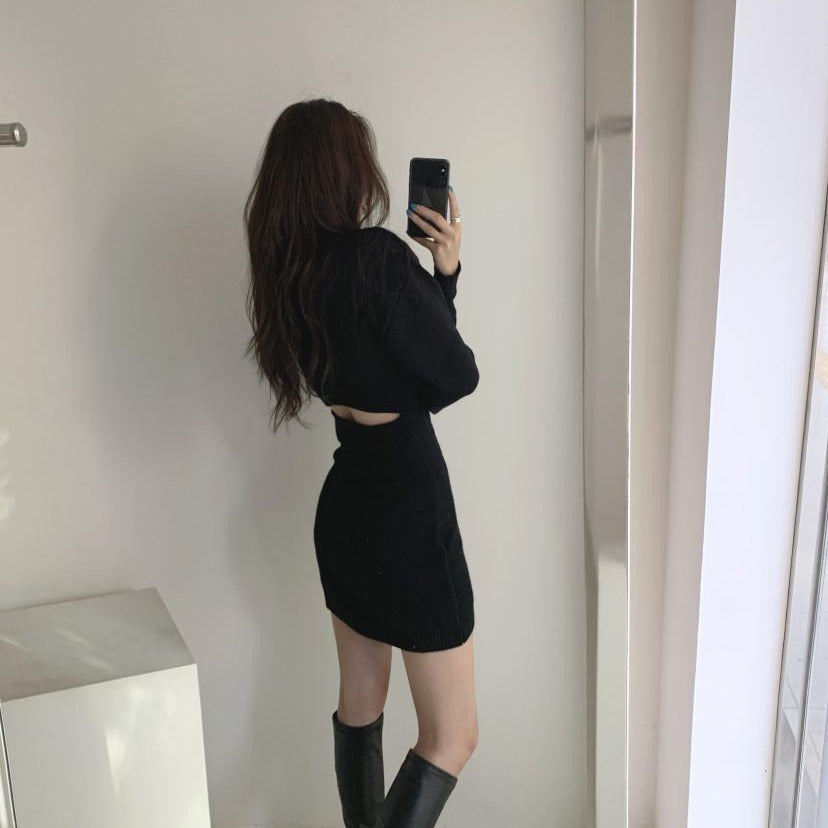 バックオープン セクシー ニットワンピース S1080