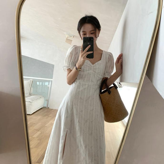 フレンチスリットフロントギャザーワンピース♡大人可愛いデザイン S1515