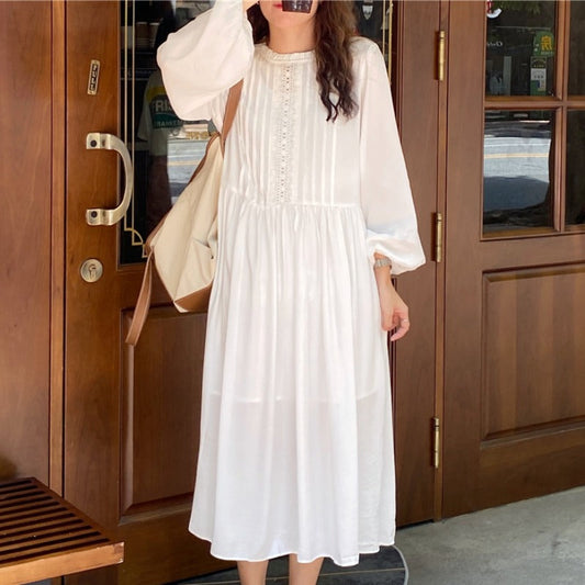 レースステッチのプリーツワンピース♡ S1707