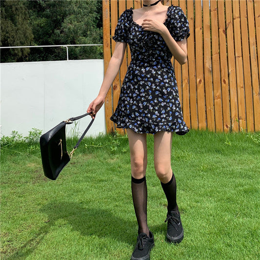 スクエアフリル花柄ワンピース♡大人可愛いモードな1着 S1653