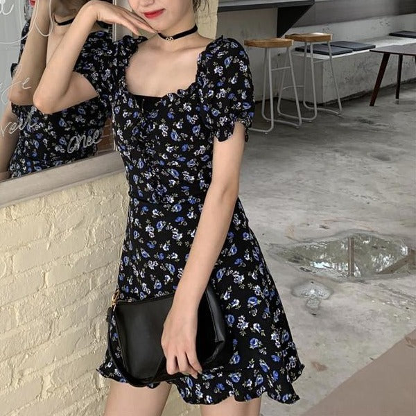 スクエアフリル花柄ワンピース♡大人可愛いモードな1着 S1653