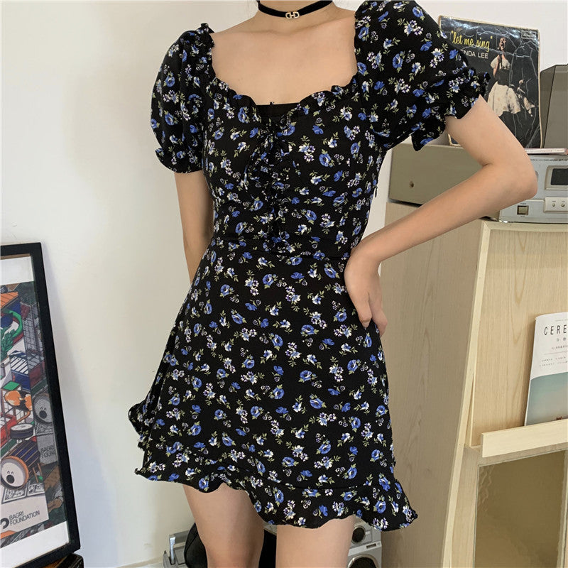 スクエアフリル花柄ワンピース♡大人可愛いモードな1着 S1653