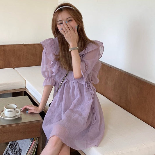 パープルフリルワンピース 〜大人可愛いワンピ〜 S1488