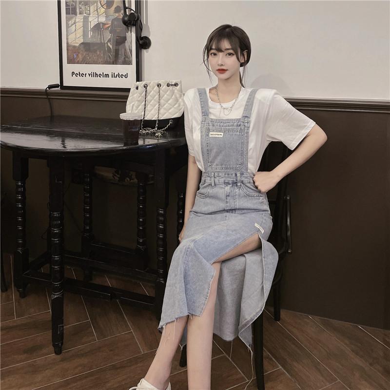 サイドスリットデニムスカート ブラック 大人可愛いロング丈 S2626