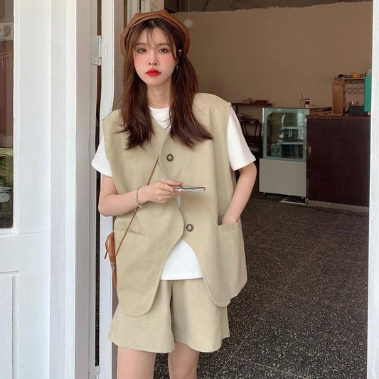 ノースリーブジャケットセットアップ♡ガーリーでカジュアルな着こなし S1618