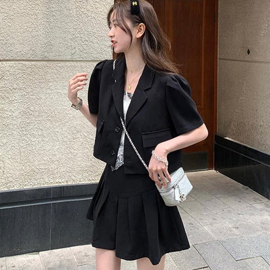 ショートジャケット×プリーツスカート セットアップ S1587