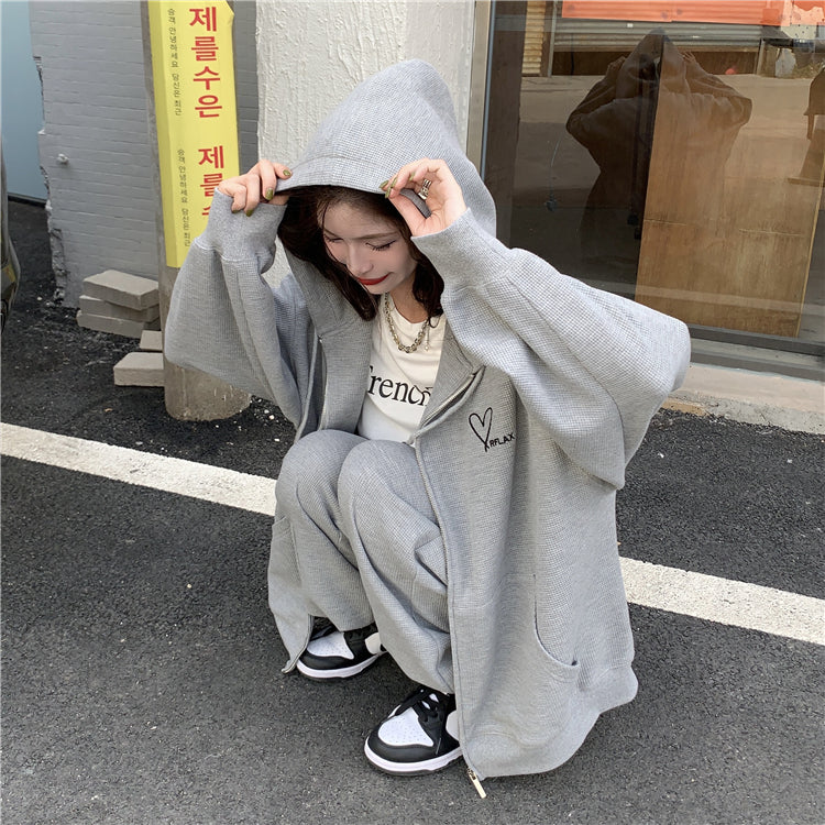 ゆるかわワッフルセットアップ♡オーバーサイズでおしゃれ S2613