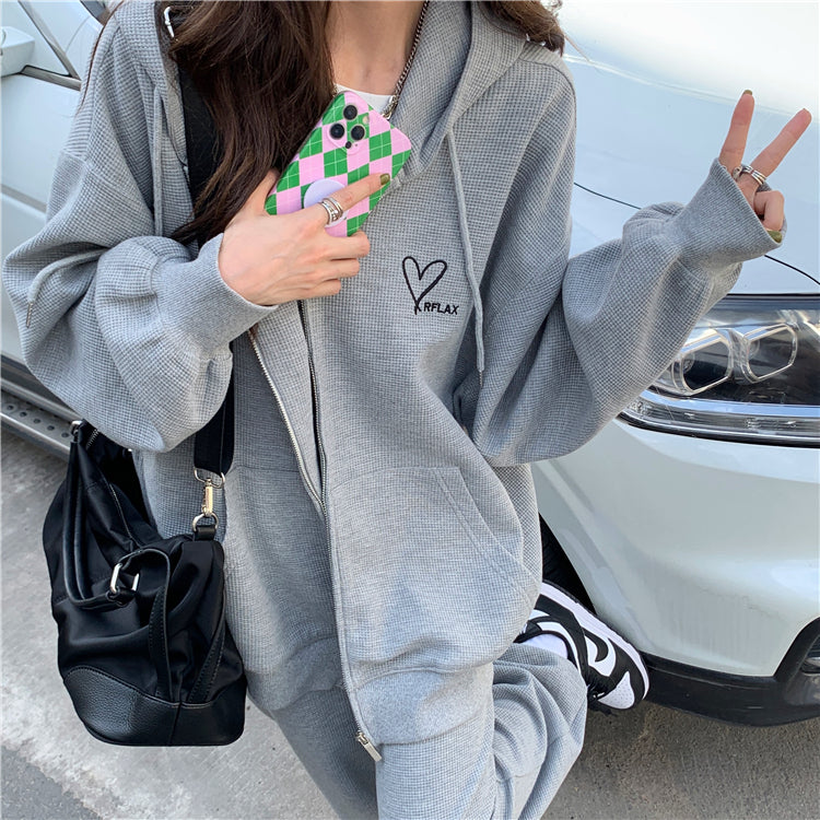 ゆるかわワッフルセットアップ♡オーバーサイズでおしゃれ S2613