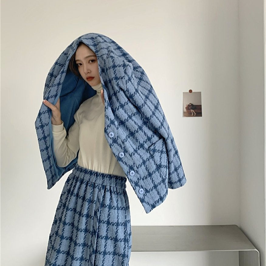 ウール混チェックセットアップ♡大人可愛いデザイン S1114