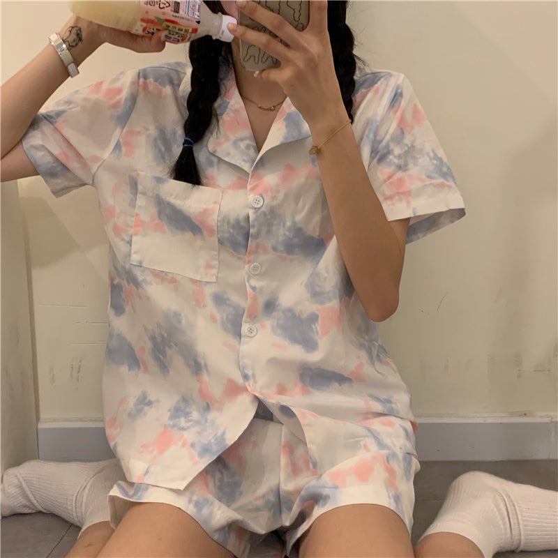 タイダイ柄ルームウェア 半袖セットアップ S2383