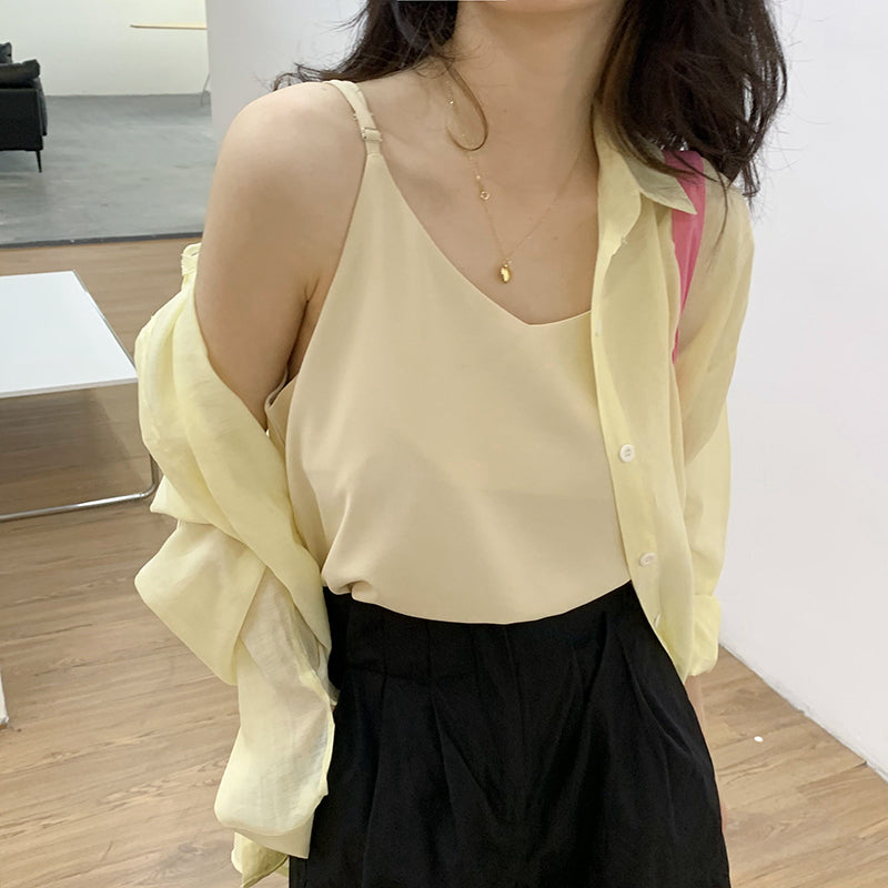 上質Vネックキャミ 大人可愛いデザイン S1469