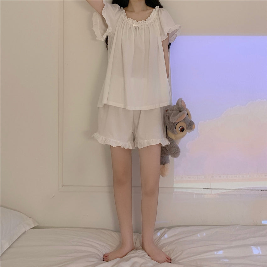 フリルカラー半袖ルームウェア S2711