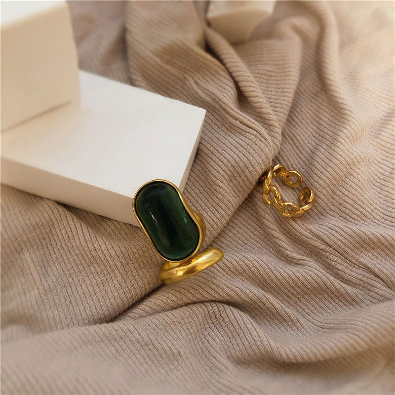グリーンストーン×ゴールドリングセット♡ S2648