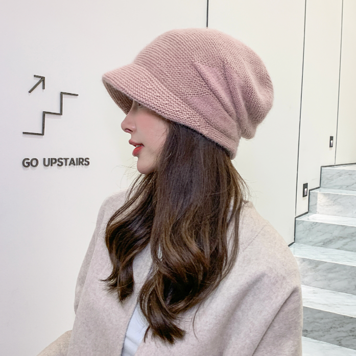 アンゴラブレンドのふんわりニット帽♡小顔効果抜群 S1146