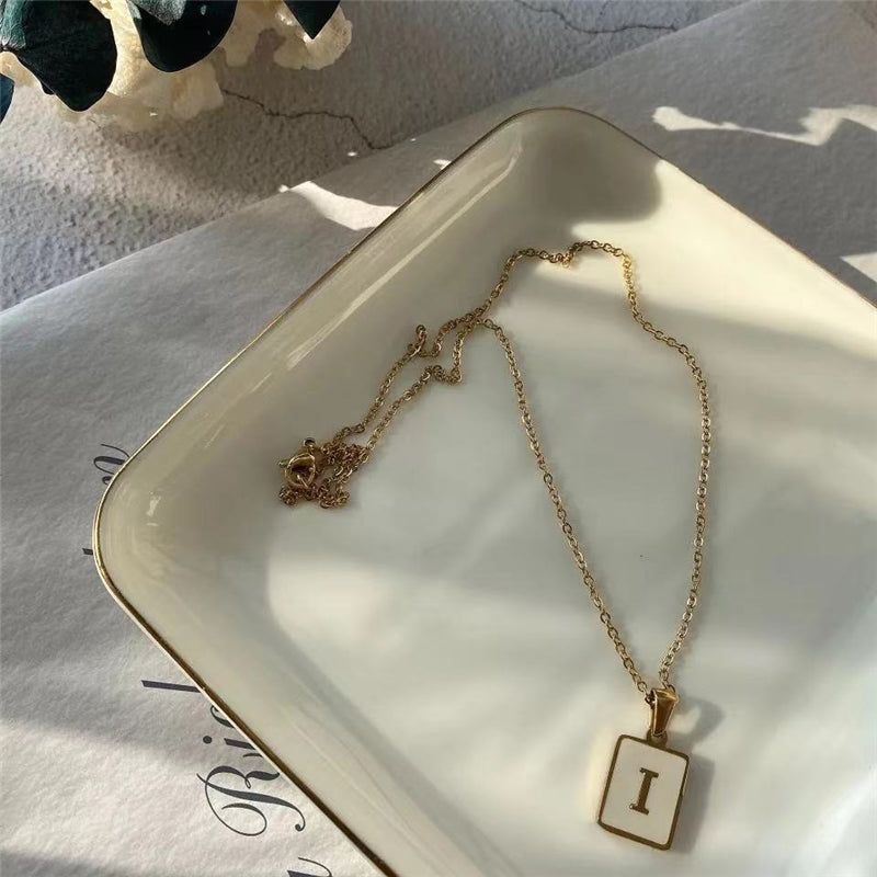 スクエアアルファベット イニシャルネックレス♡ S2545