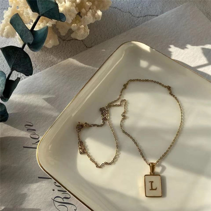 スクエアアルファベット イニシャルネックレス♡ S2545