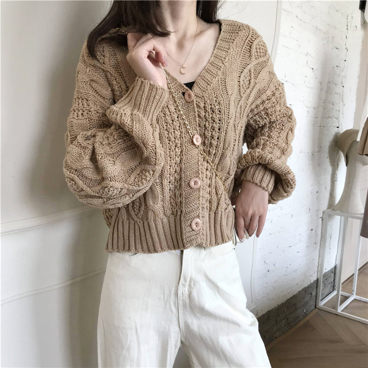 ケーブル編みカーディガン♡ルーズ袖でかわいい S1295