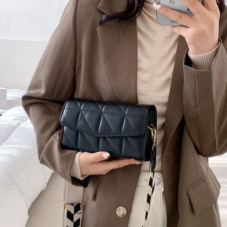キャンバスベルトキルトミニバッグ♡オシャレ斜めキルト S2675