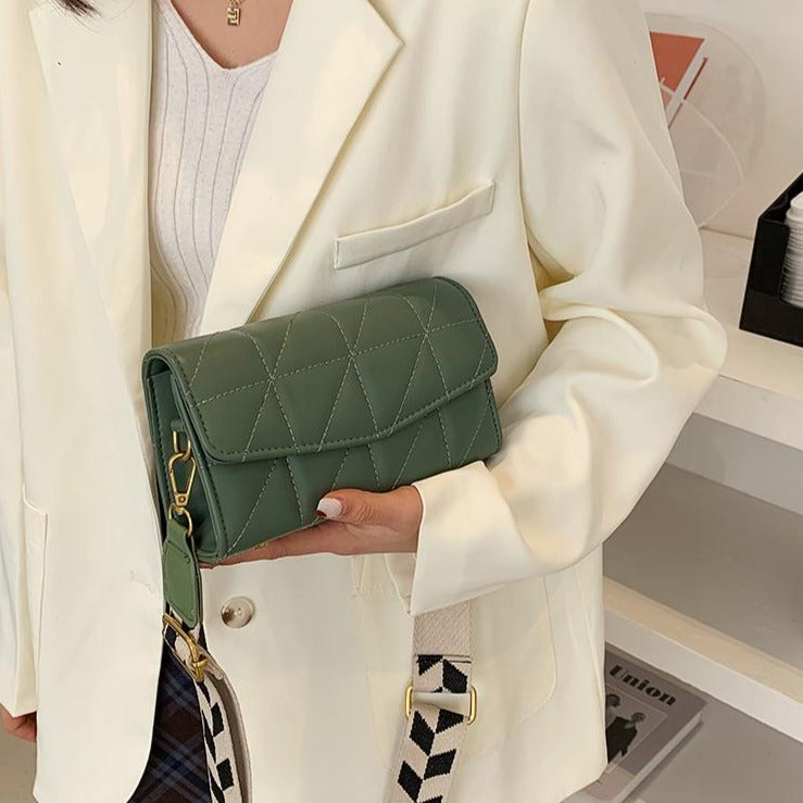 キャンバスベルトキルトミニバッグ♡オシャレ斜めキルト S2675