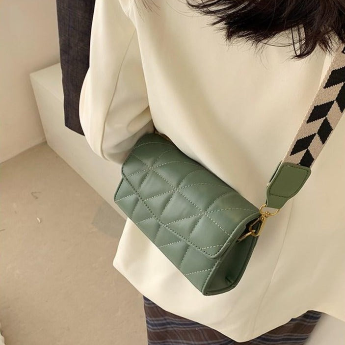 キャンバスベルトキルトミニバッグ♡オシャレ斜めキルト S2675